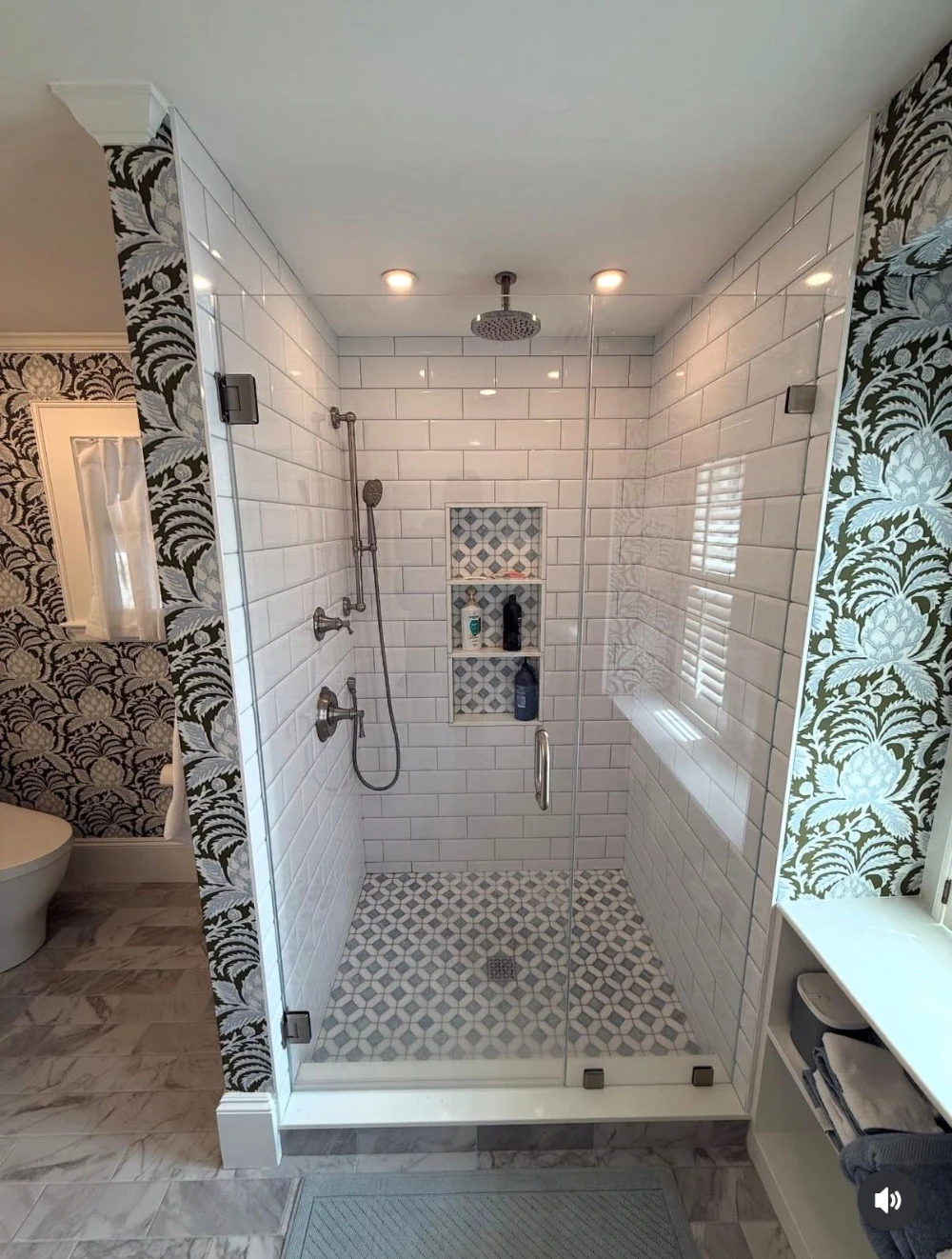 After — Full Bathroom Remodel — Patterned Tile Build